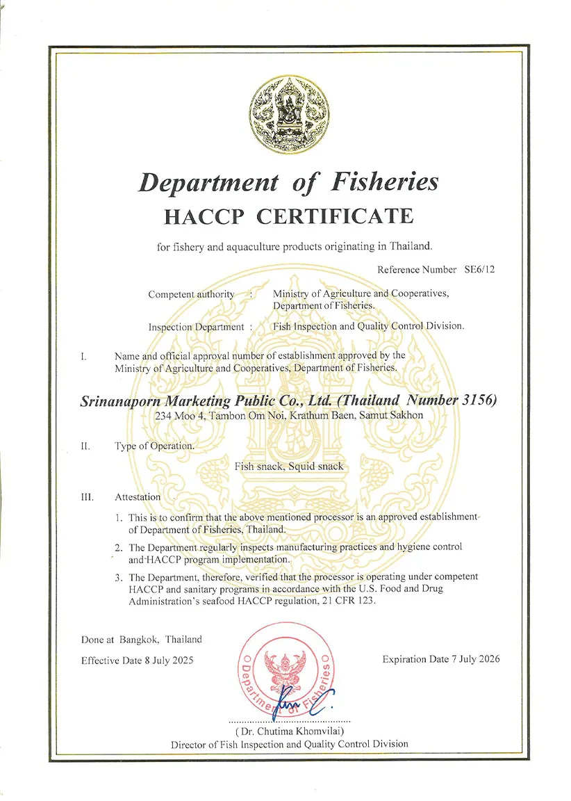 HACCP Certificate 2025: Department of Fisheries