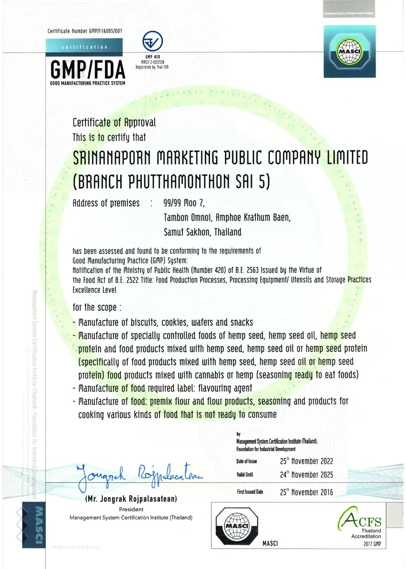 GMP: Good Hygiene Practices (GHPs) Phutthamonthon Sai 5 Branch